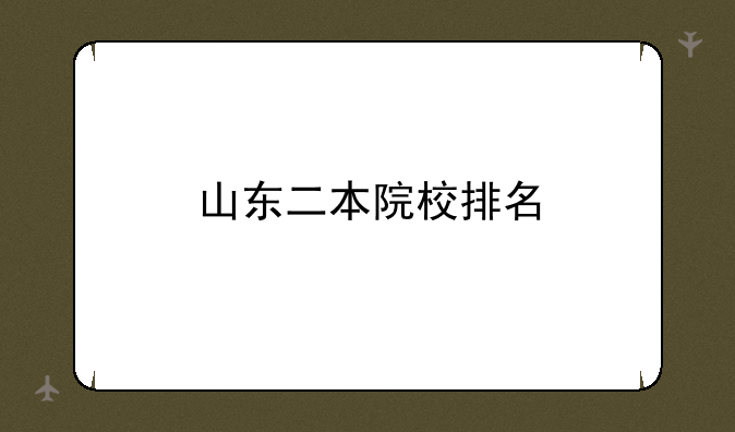 山东二本院校排名