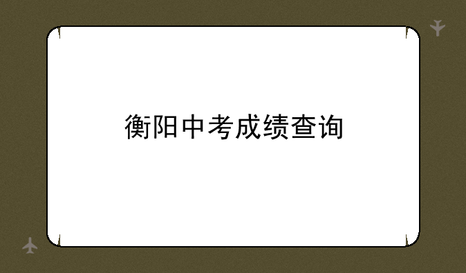 衡阳中考成绩查询