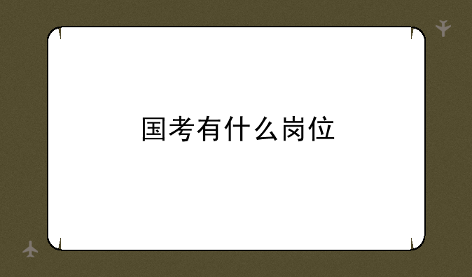 国考有什么岗位