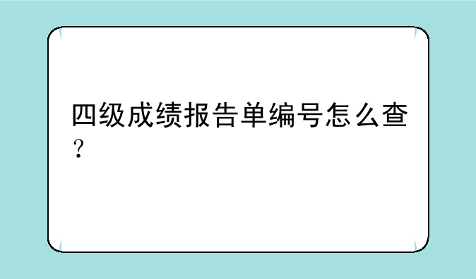 四级成绩报告单编号怎么查？