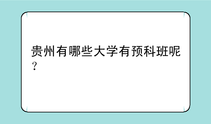 贵州有哪些大学有预科班呢？