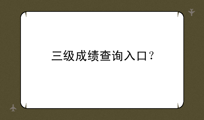 三级成绩查询入口？