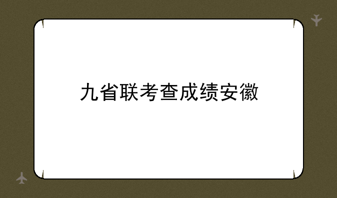 九省联考查成绩安徽
