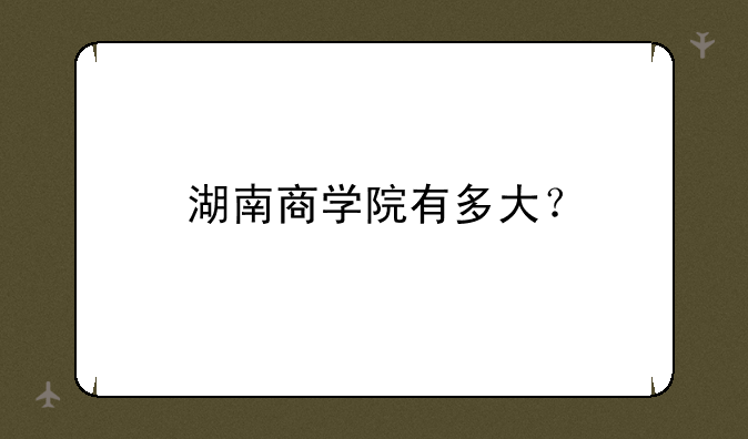 湖南商学院有多大？