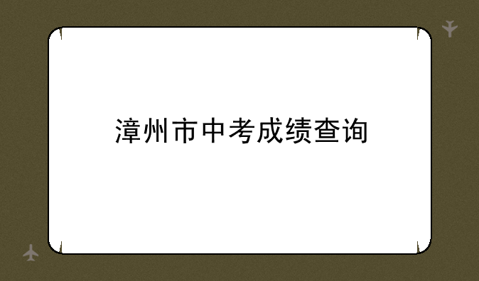 漳州市中考成绩查询