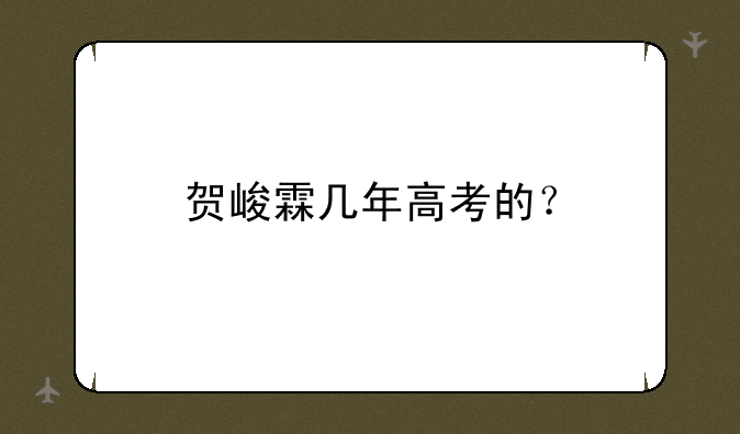 贺峻霖几年高考的？