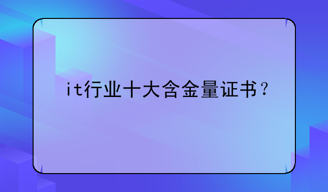 it行业十大含金量证书？