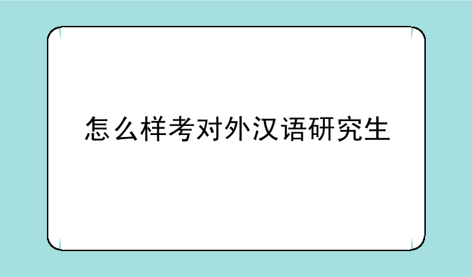 怎么样考对外汉语研究生