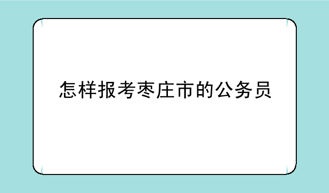 怎样报考枣庄市的公务员