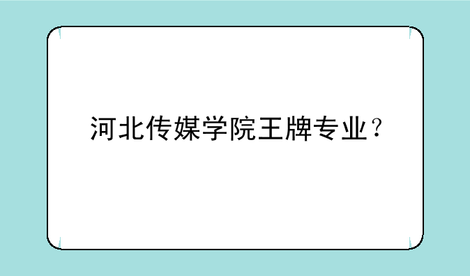 河北传媒学院王牌专业？