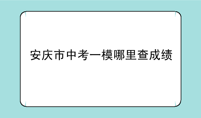 安庆市中考一模哪里查成绩