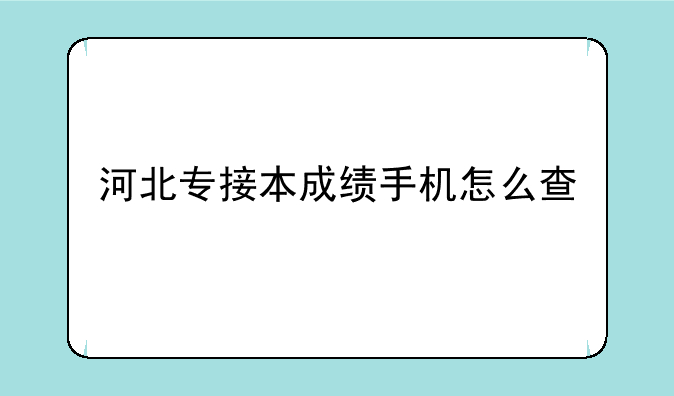 河北专接本成绩手机怎么查