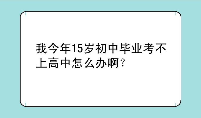 我今年15岁初中毕业考不上高中怎么办啊？