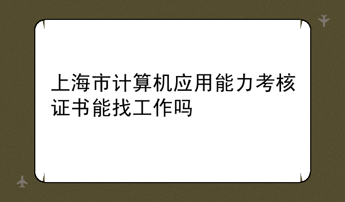 上海市计算机应用能力考核证书能找工作吗
