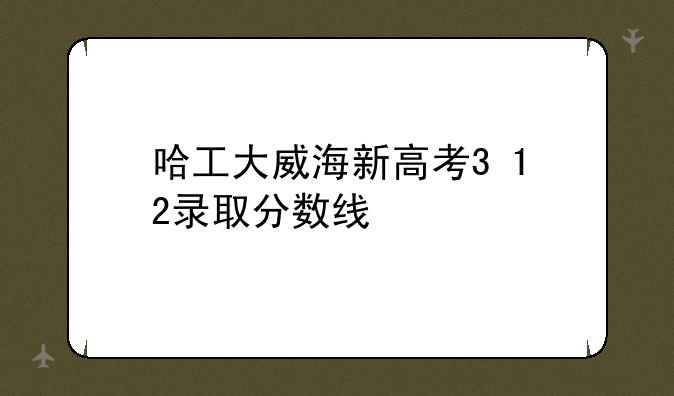 哈工大威海新高考3+1+2录取分数线