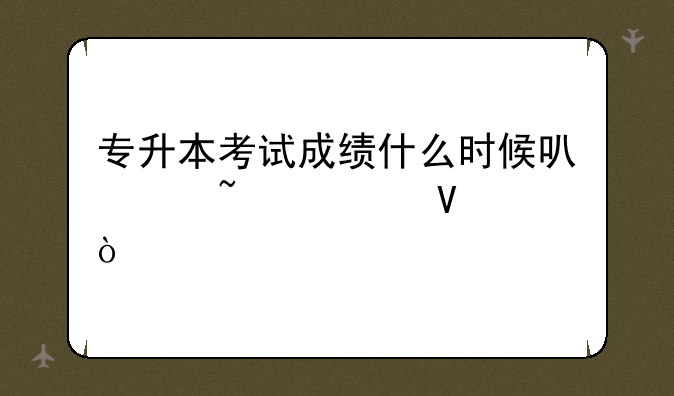 专升本考试成绩什么时候可以查询啊？