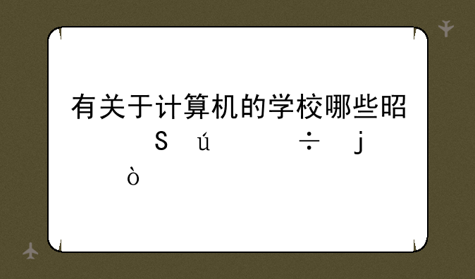 有关于计算机的学校哪些是比较好的？