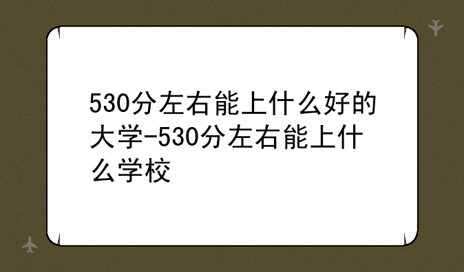 530分左右能上什么好的大学-530分左右能上什么学校