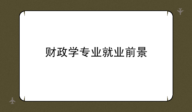 财政学专业就业前景