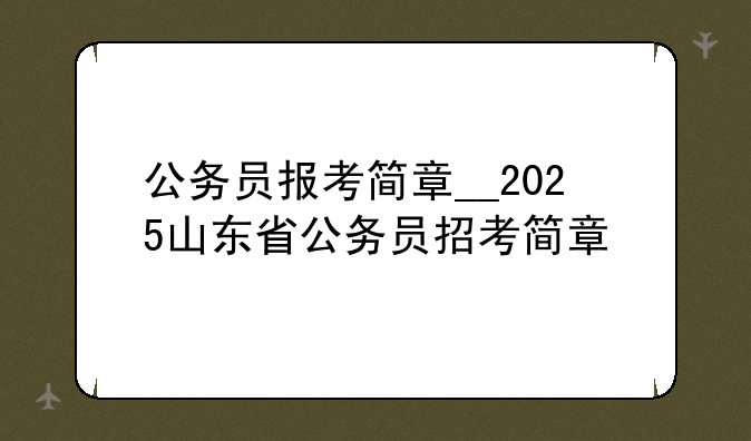 公务员报考简章__2025山东省公务员招考简章